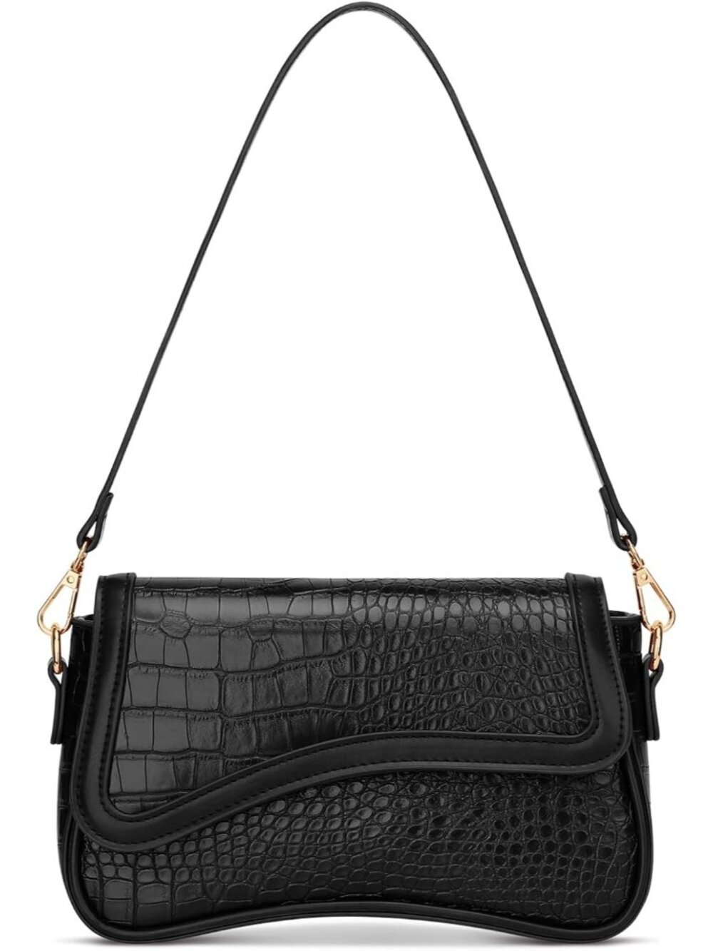 Women's Black Shine Mini Hobo Shoulder Bag Crossbody Purse Detachable Strap
